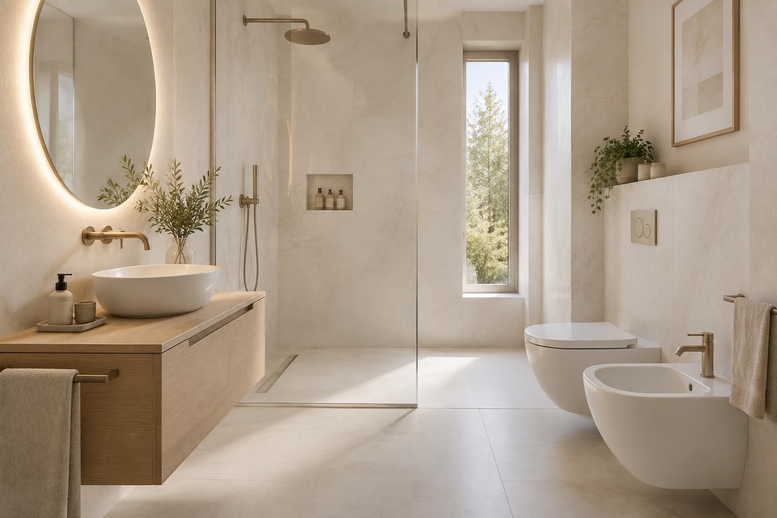 Mobile bagno sospeso in rovere